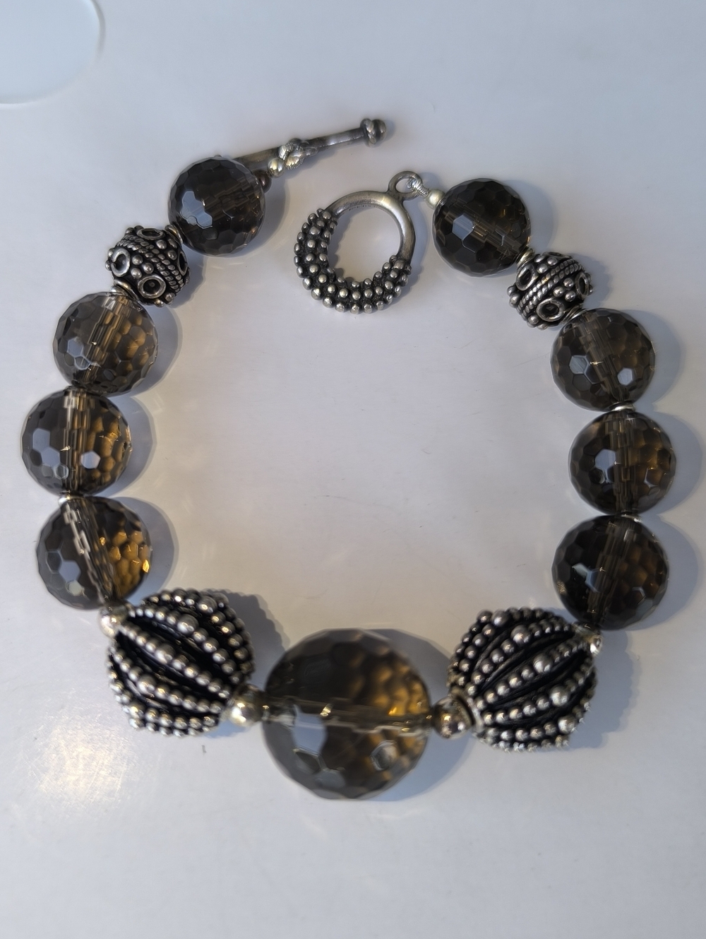 Smoky Quartz In Sterling Silver "Sea Urchin" Bracelet
